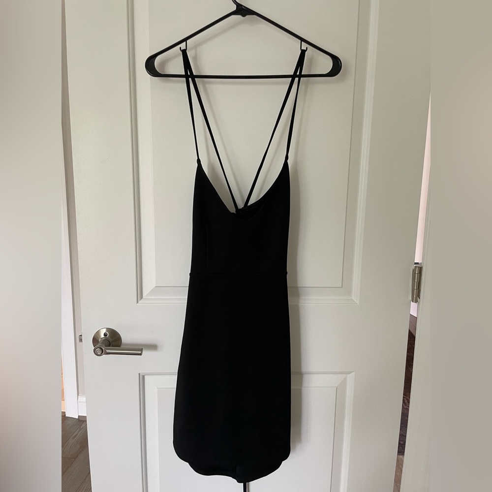 Tobi Black Slip Dress Spaghetti Strap V-Neck